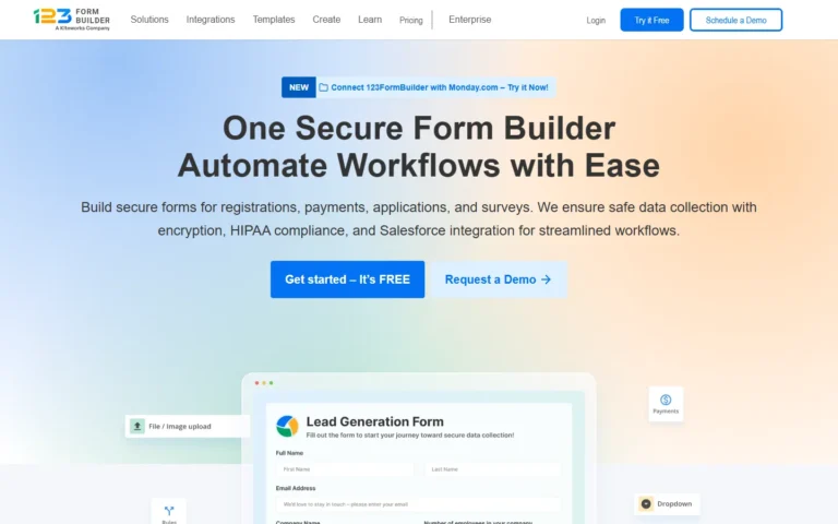 123 Form Builder website screenshot