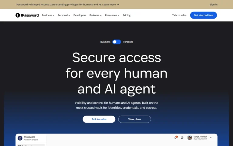 1Password website screenshot