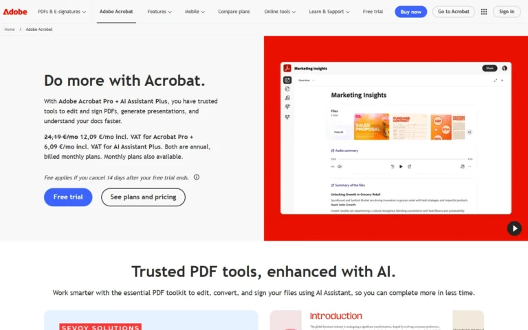 Adobe Acrobat website screenshot