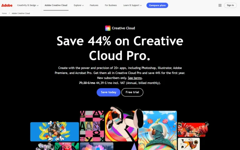 Adobe Creative Cloud website screenshot
