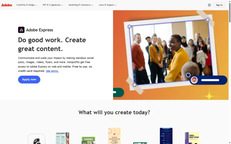Adobe Express website screenshot