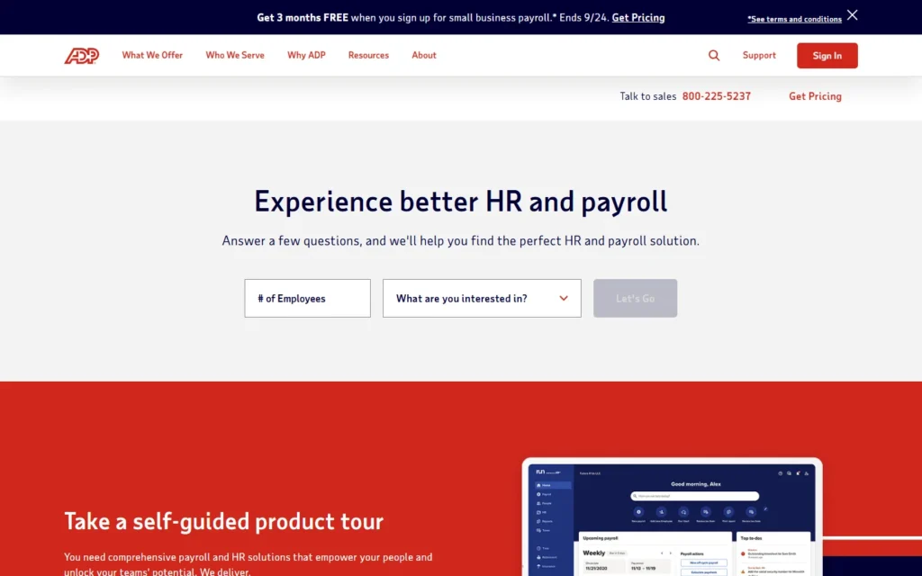 ADP website screenshot