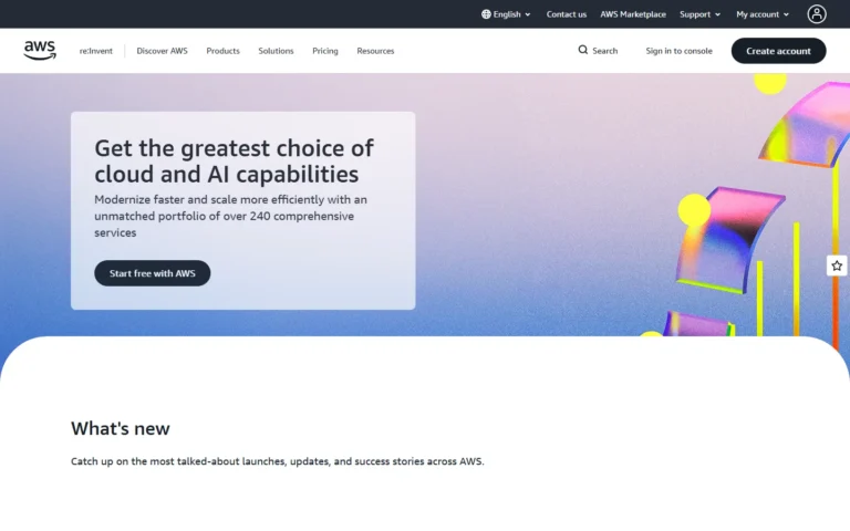 Amazon Web Services website screenshot