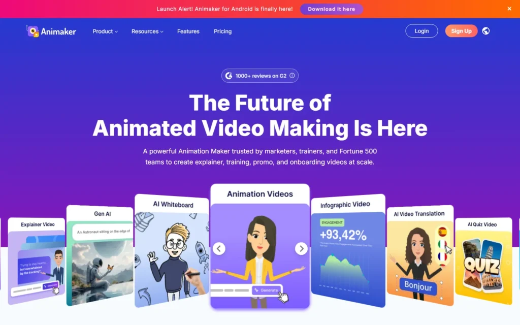 Animaker website screenshot