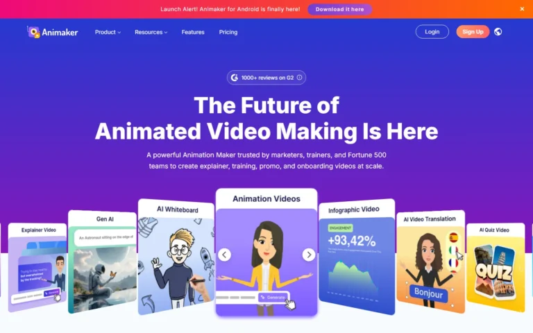 Animaker website screenshot