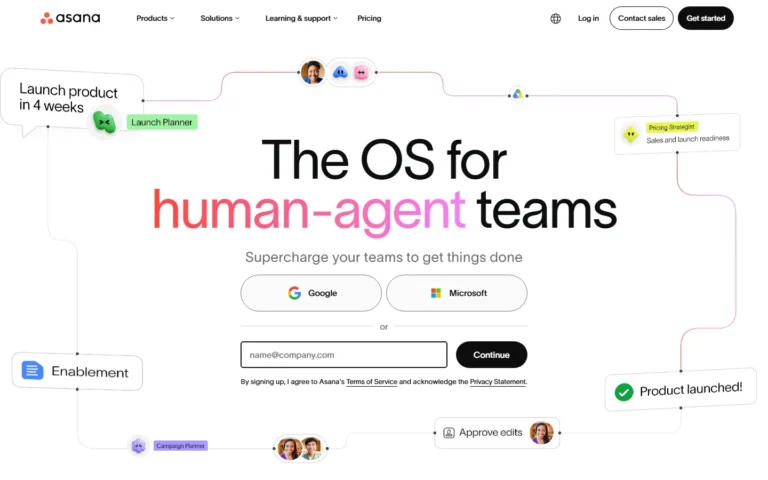 Asana website screenshot