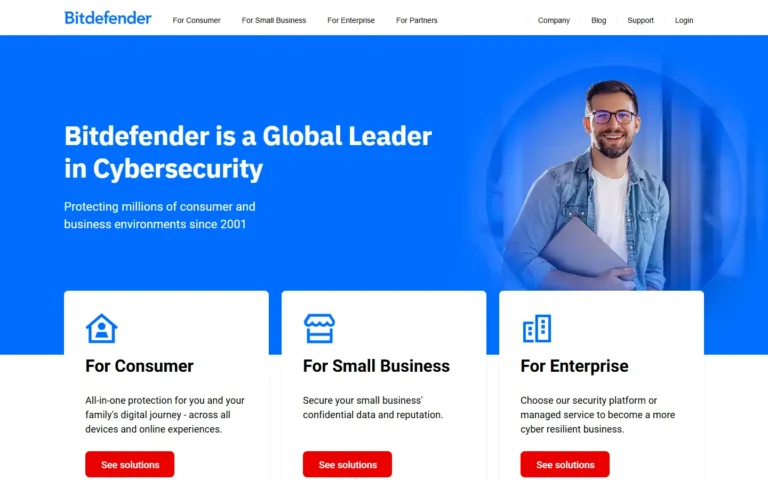 Bitdefender website screenshot
