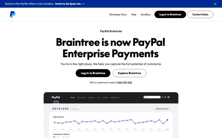 Braintree website screenshot