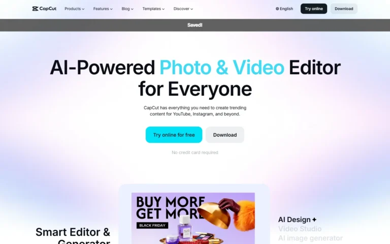 CapCut website screenshot