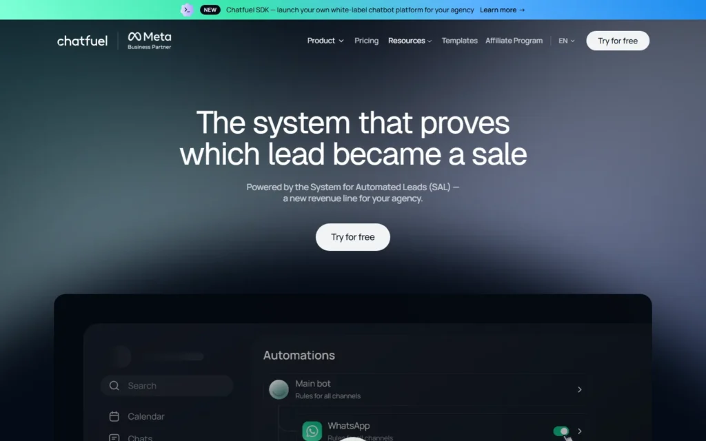 Chatfuel website screenshot