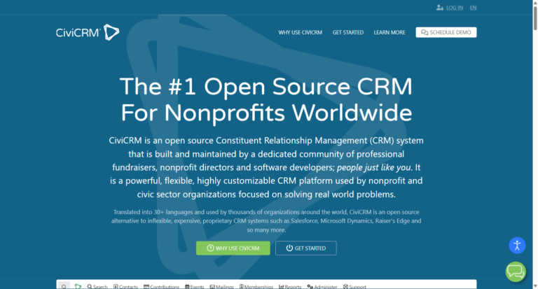 CiviCRM website screenshot
