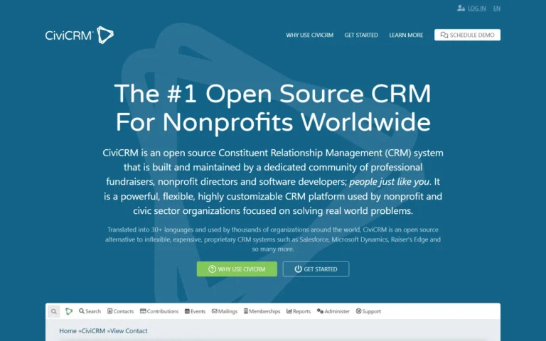 CiviCRM website screenshot