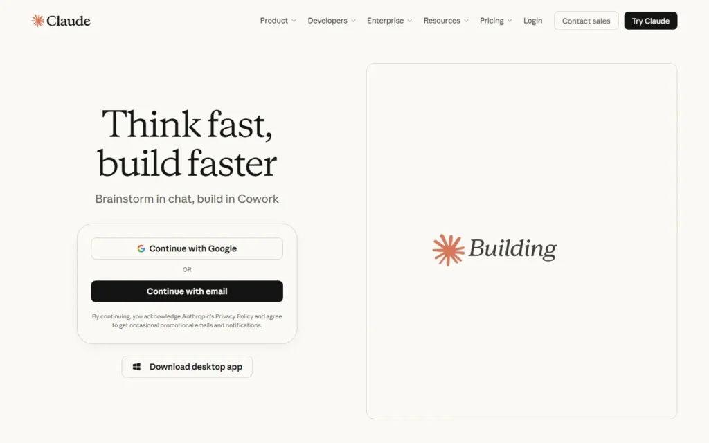 Claude website screenshot