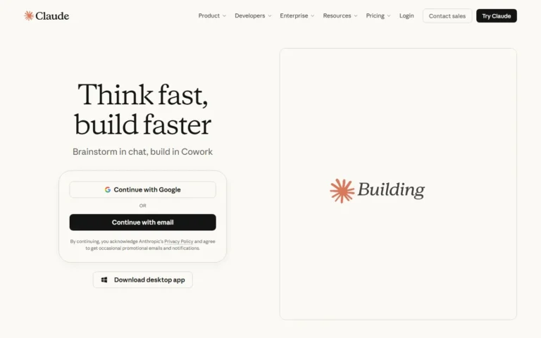 Claude website screenshot