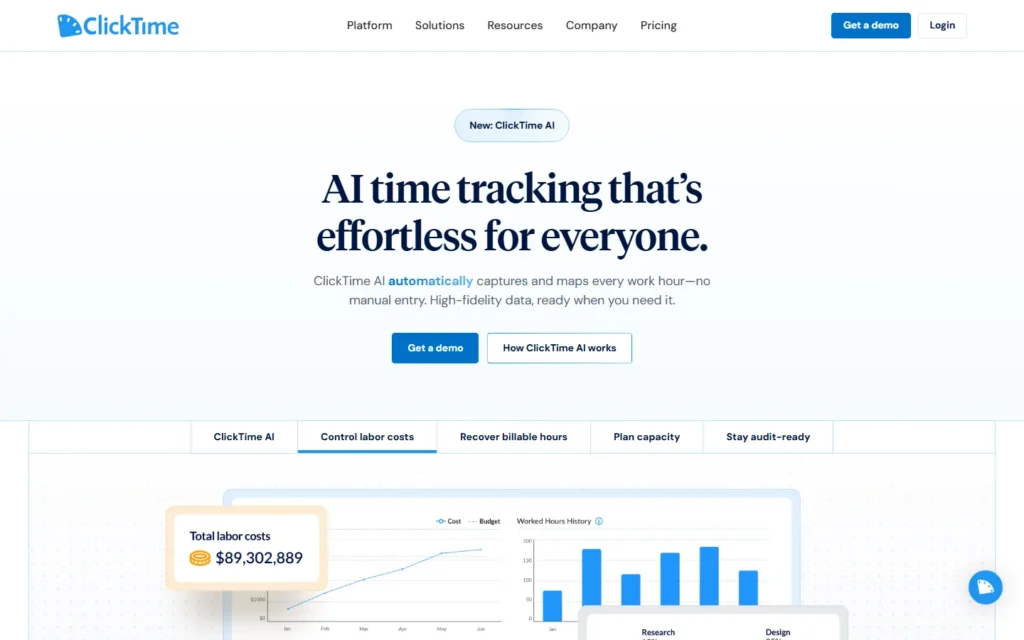 ClickTime website screenshot