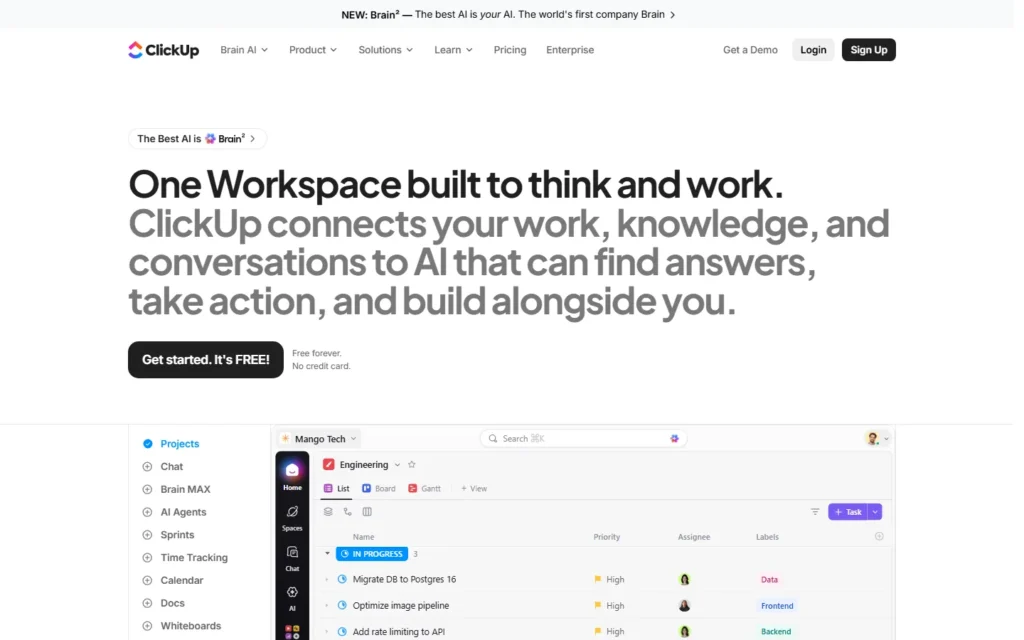 ClickUp website screenshot