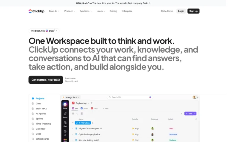 ClickUp website screenshot