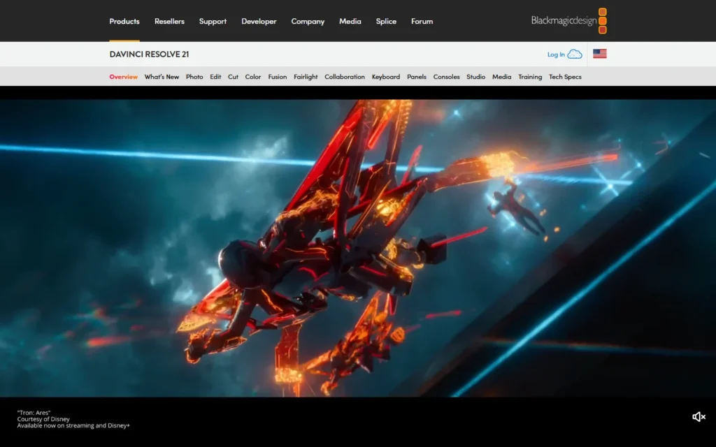 DaVinci Resolve website screenshot
