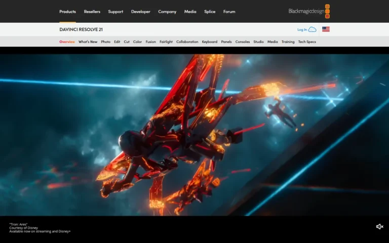 DaVinci Resolve website screenshot