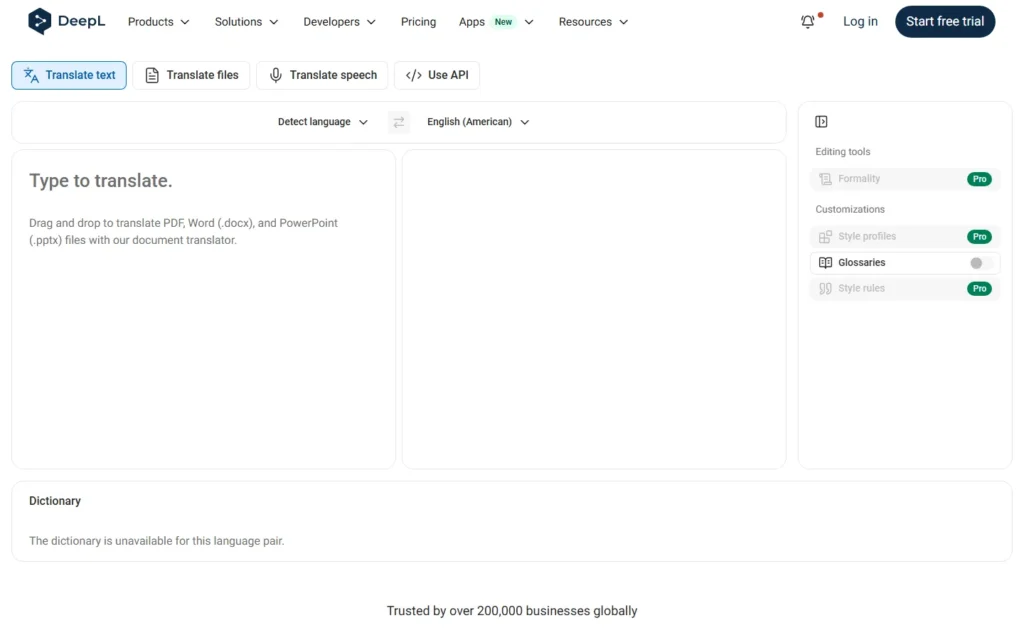 DeepL website screenshot