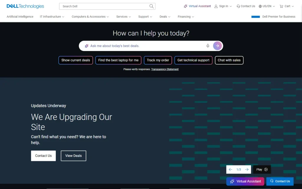 Dell website screenshot