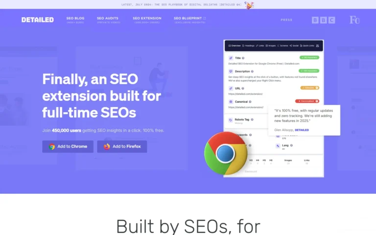 Detailed SEO Extension website screenshot
