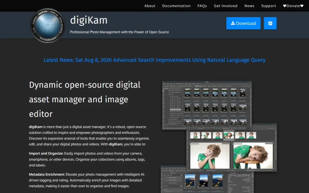 digiKam website screenshot
