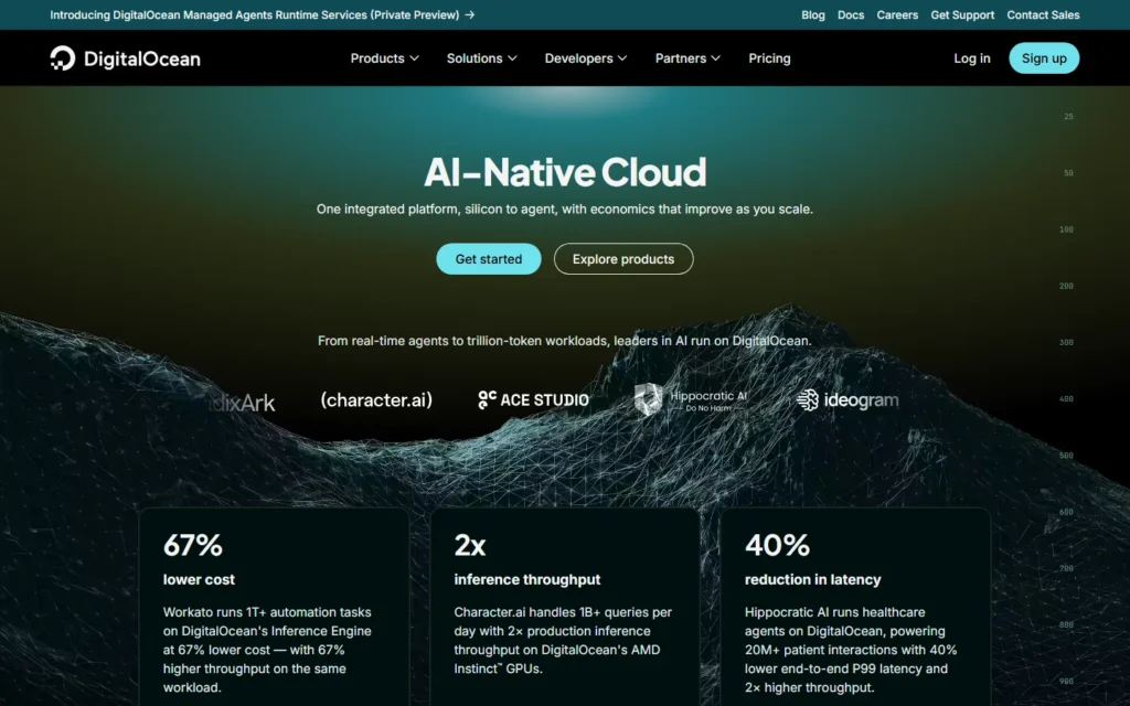 DigitalOcean website screenshot