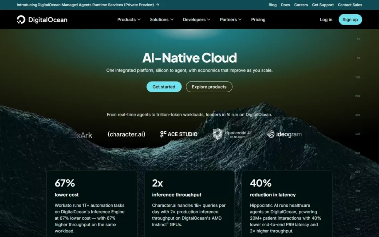 DigitalOcean website screenshot