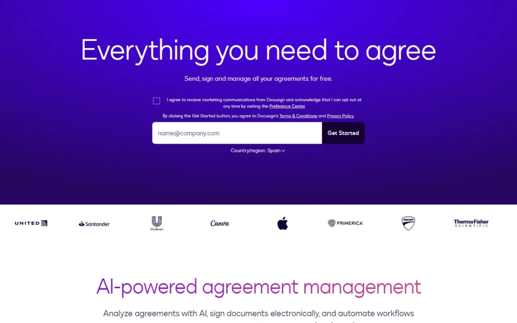 Docusign website screenshot