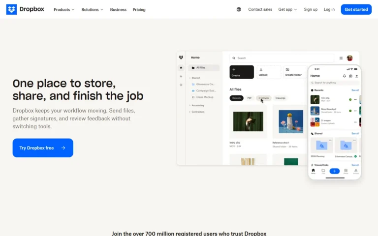 Dropbox website screenshot