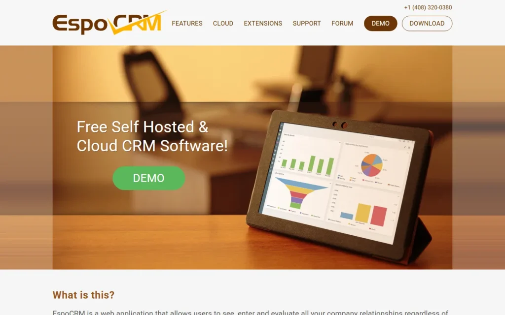 EspoCRM website screenshot
