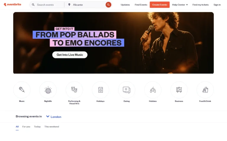 Eventbrite website screenshot