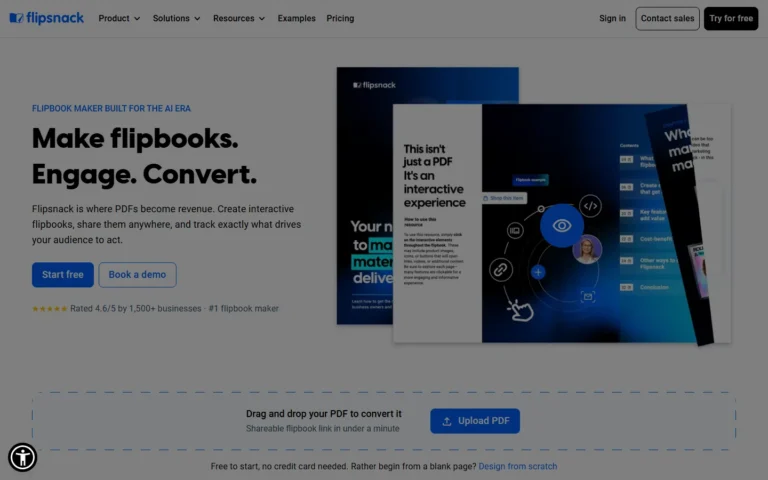 Flipsnack website screenshot
