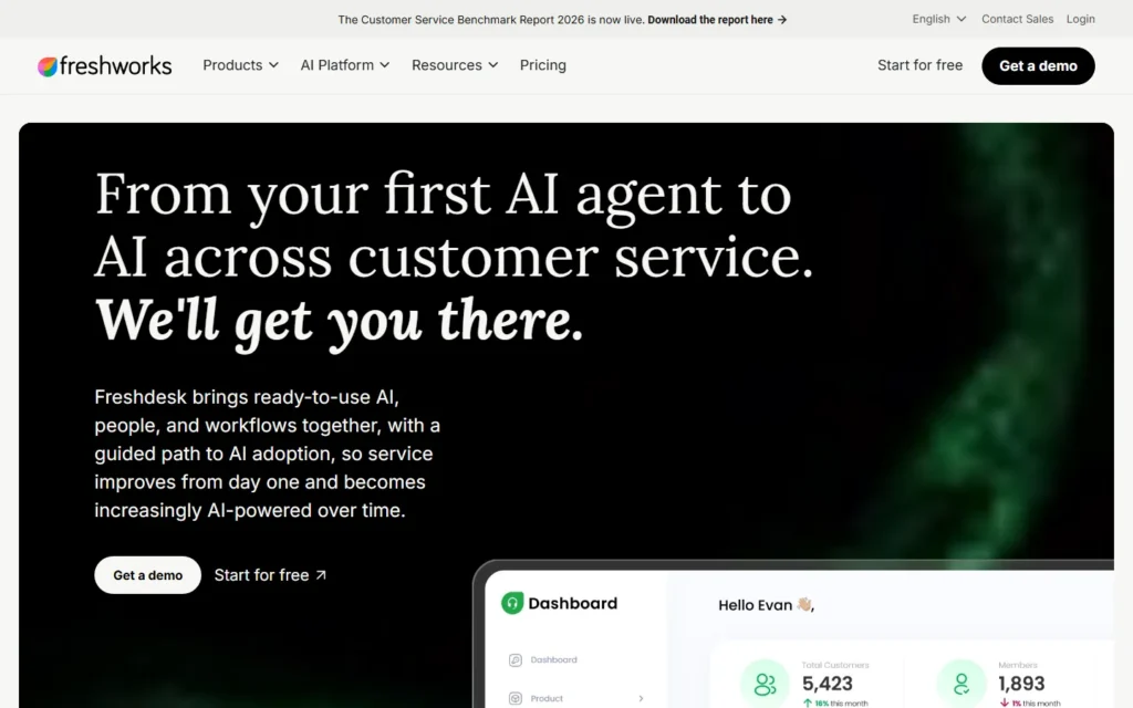 Freshdesk website screenshot