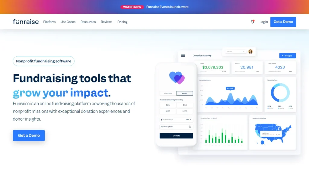 Funraise website screenshot