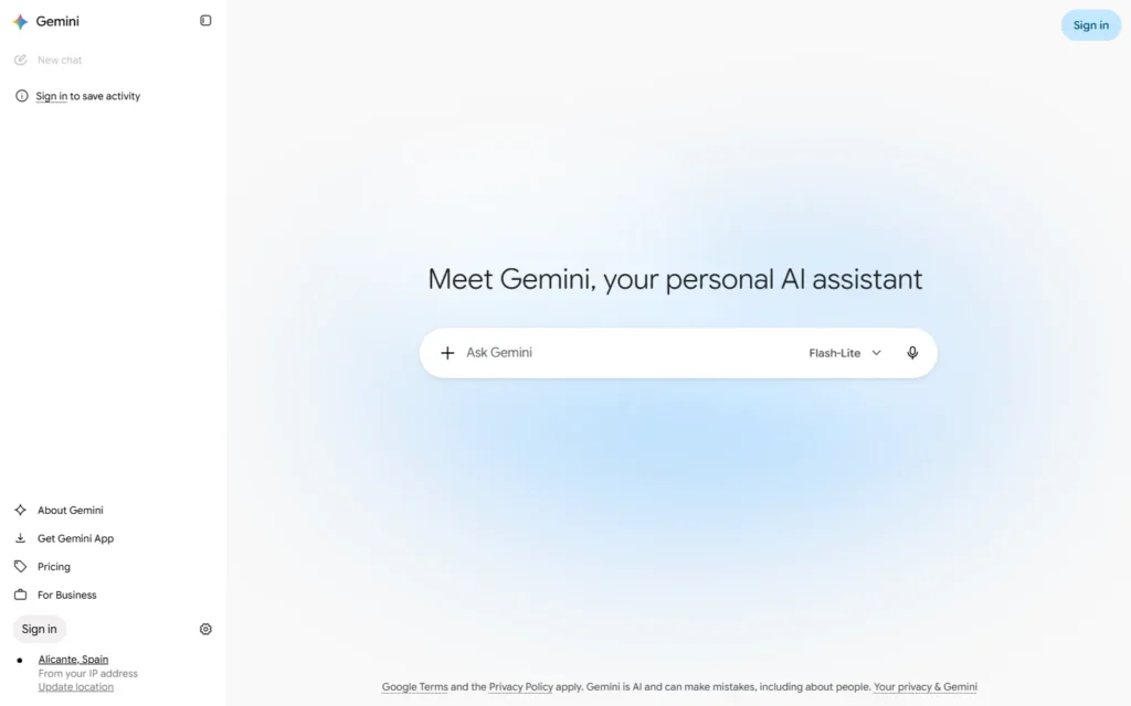 Gemini website screenshot