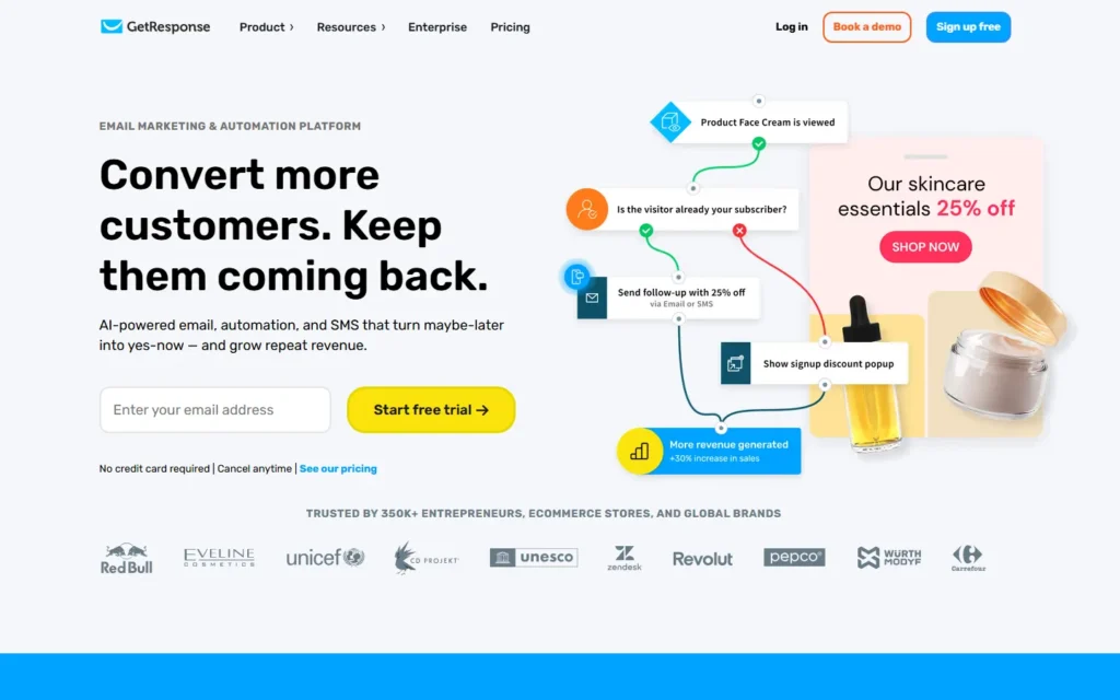 GetResponse website screenshot