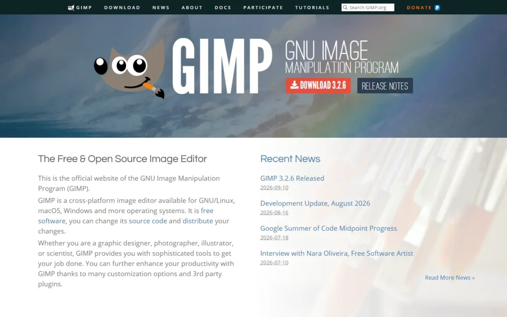 GIMP website screenshot