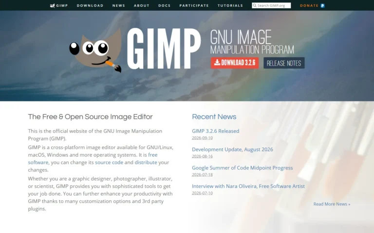 GIMP website screenshot