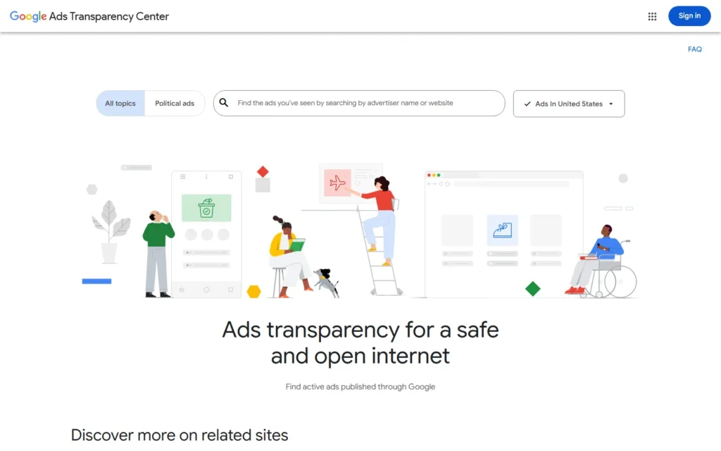 Google Ads Transparency Center website screenshot