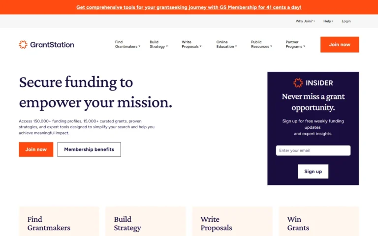 GrantStation website screenshot