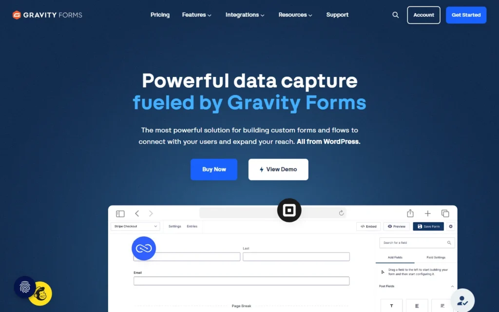 Gravity Forms website screenshot