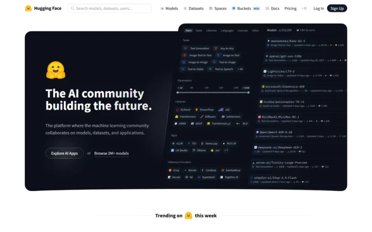 Hugging Face website screenshot
