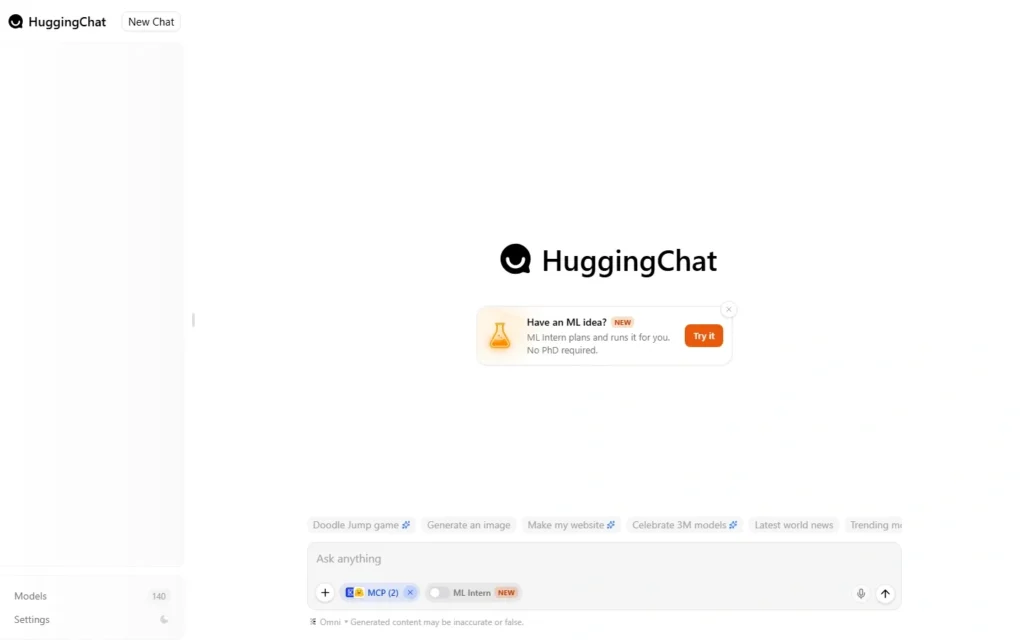 HuggingChat website screenshot