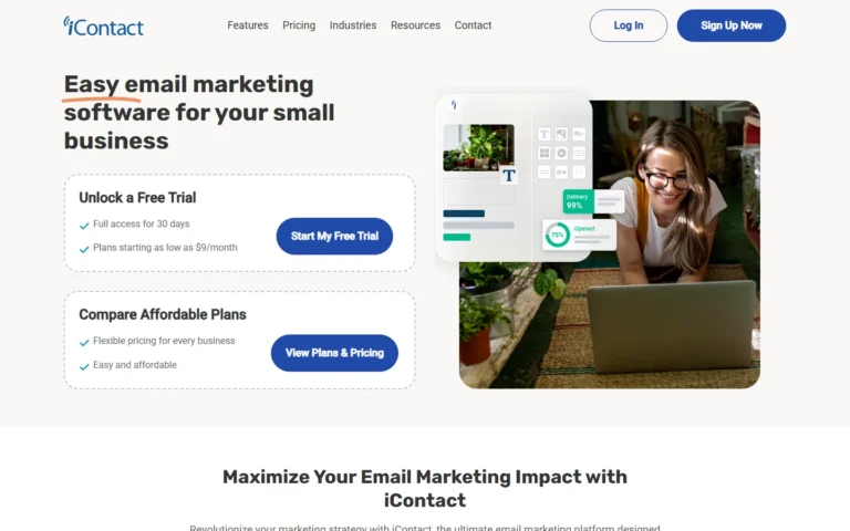 iContact website screenshot