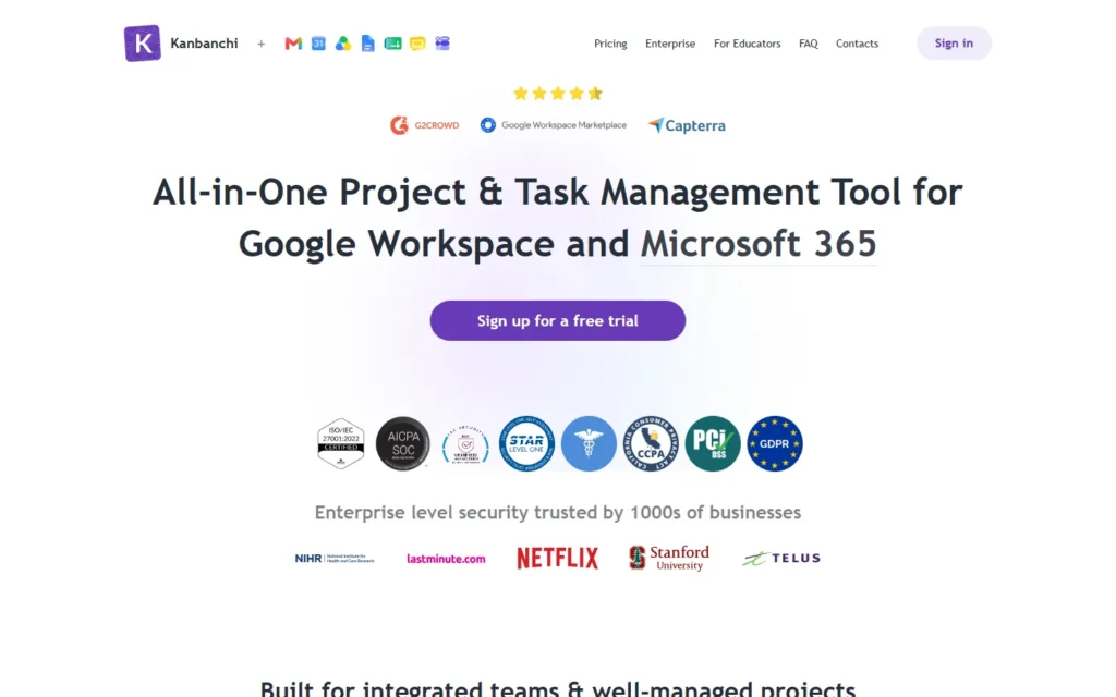 Kanbanchi website screenshot