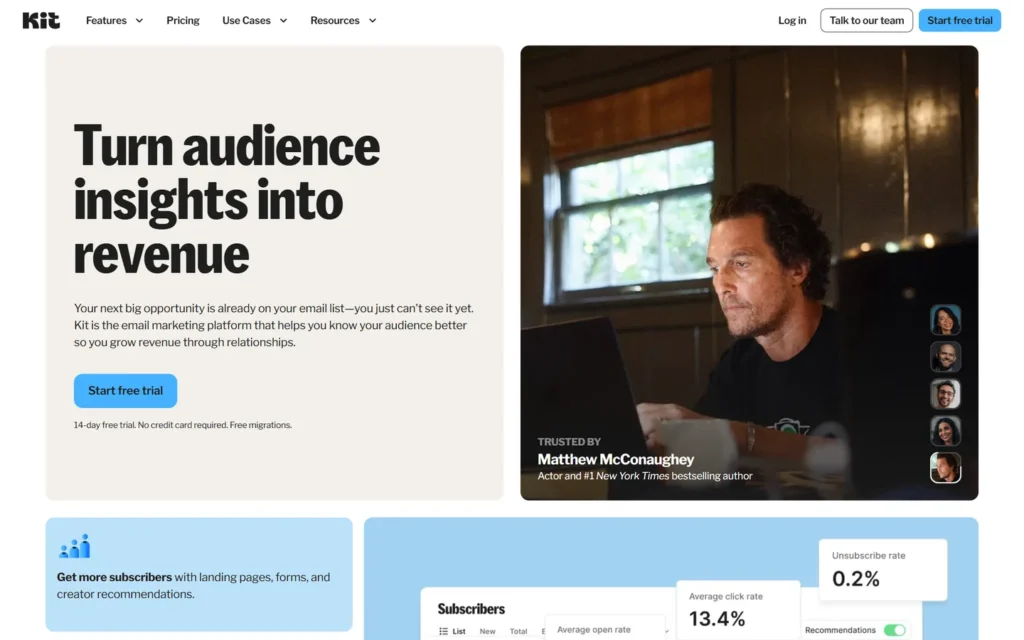 Kit website screenshot