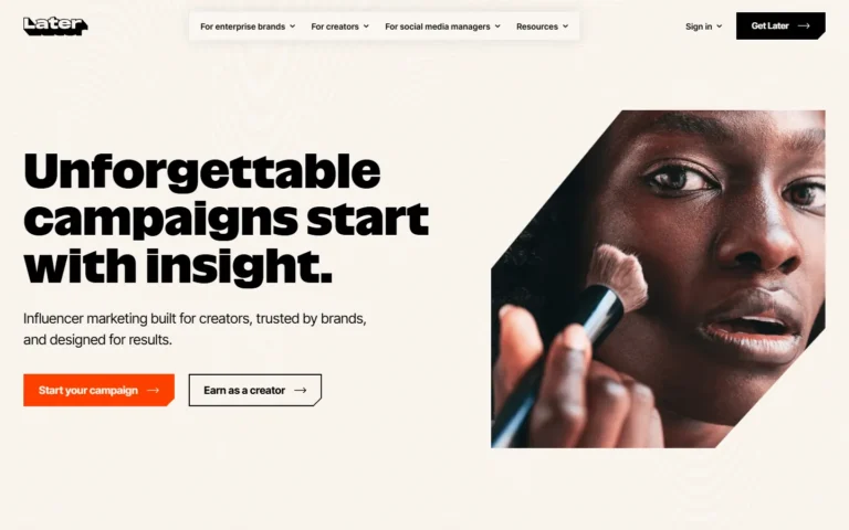Later website screenshot