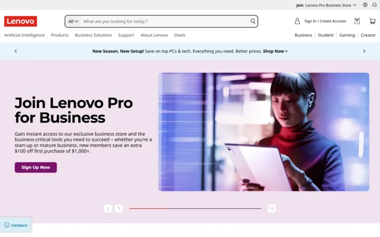 Lenovo website screenshot